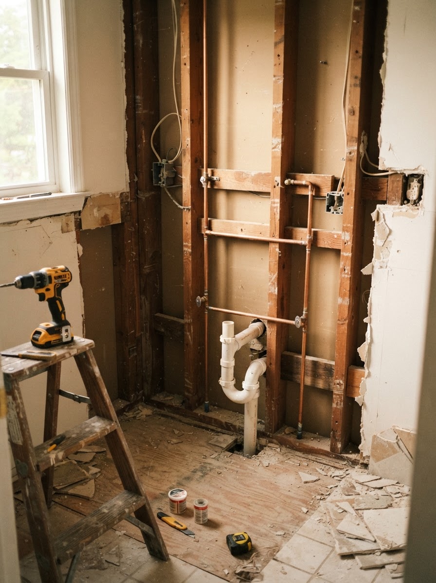 Representative remodeling and renovation plumbing work