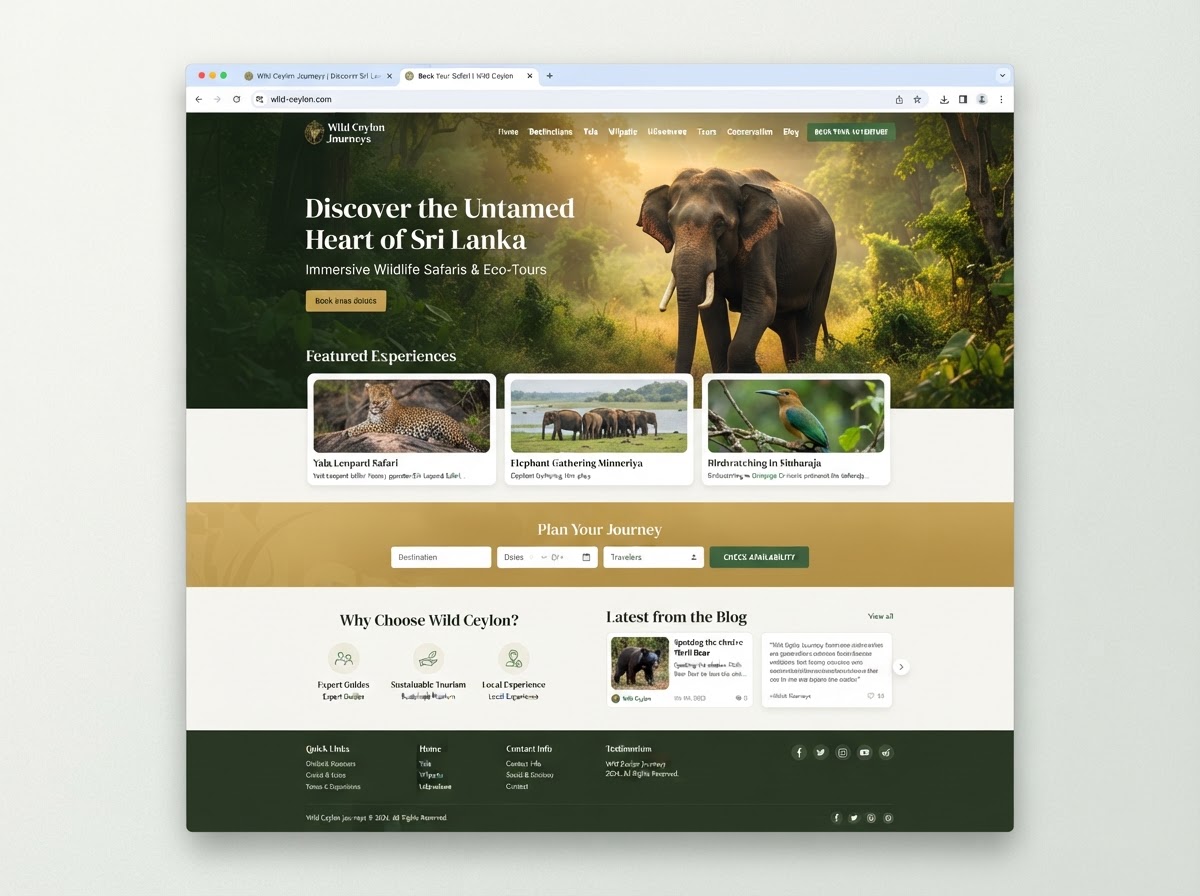 Wildlife & Tourism website design by SiteMaxi