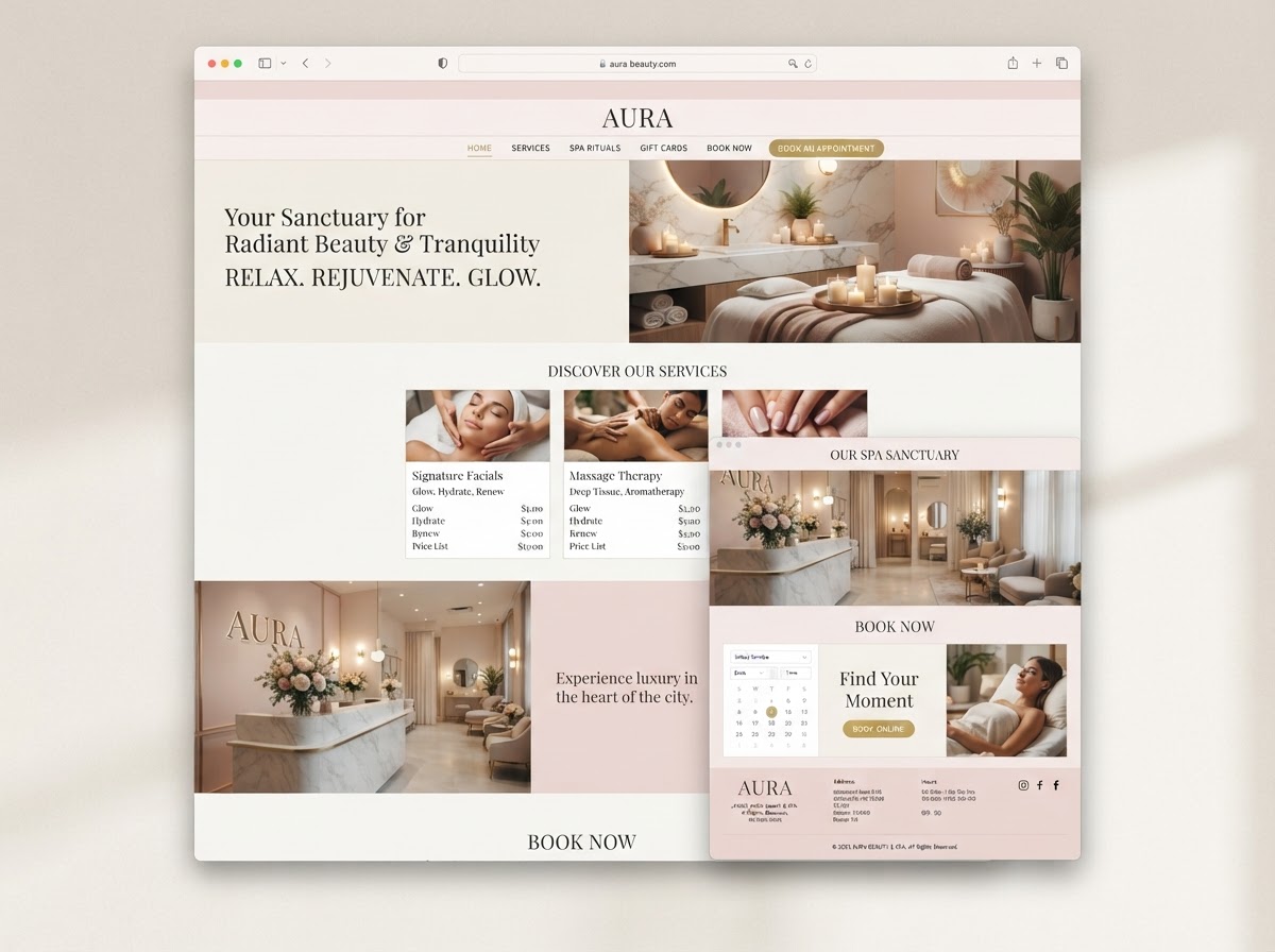 Serene Beauty Lounge website design by SiteMaxi