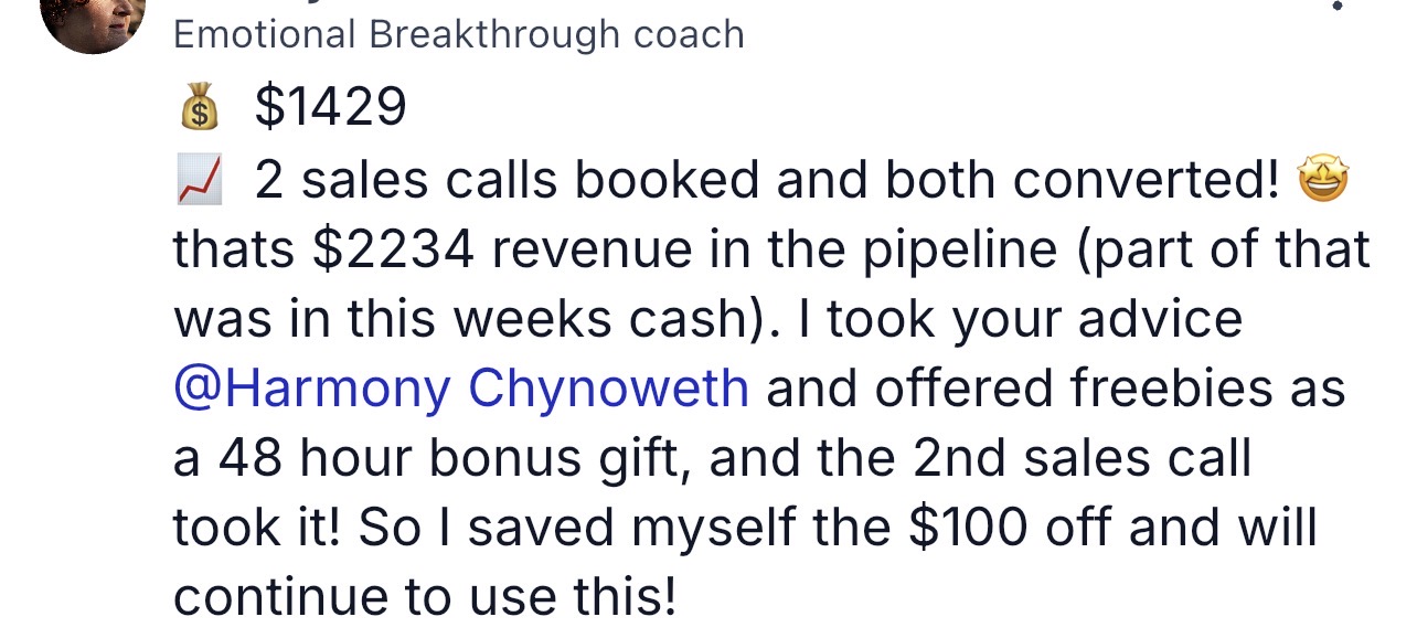 Emotional Breakthrough Coach · 2 sales calls converted