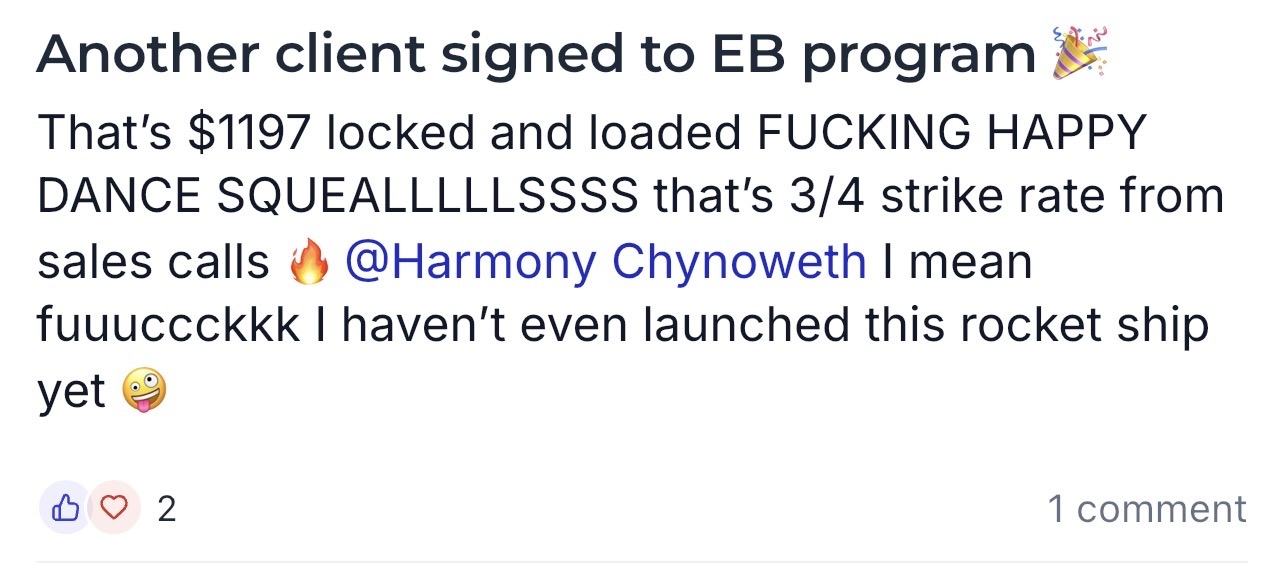 EB Program · 3/4 strike rate from sales calls