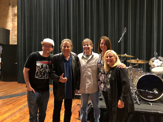 Laurie Winckel on the judging panel of the Dream Night Talent Search with celebrity judge Greg Kihn and the reKihndled band