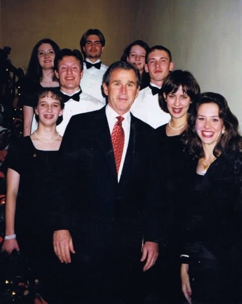 Laurie Winckel and CYCSA ensemble singing for Texas Governor George W. Bush at the Governor's Mansion