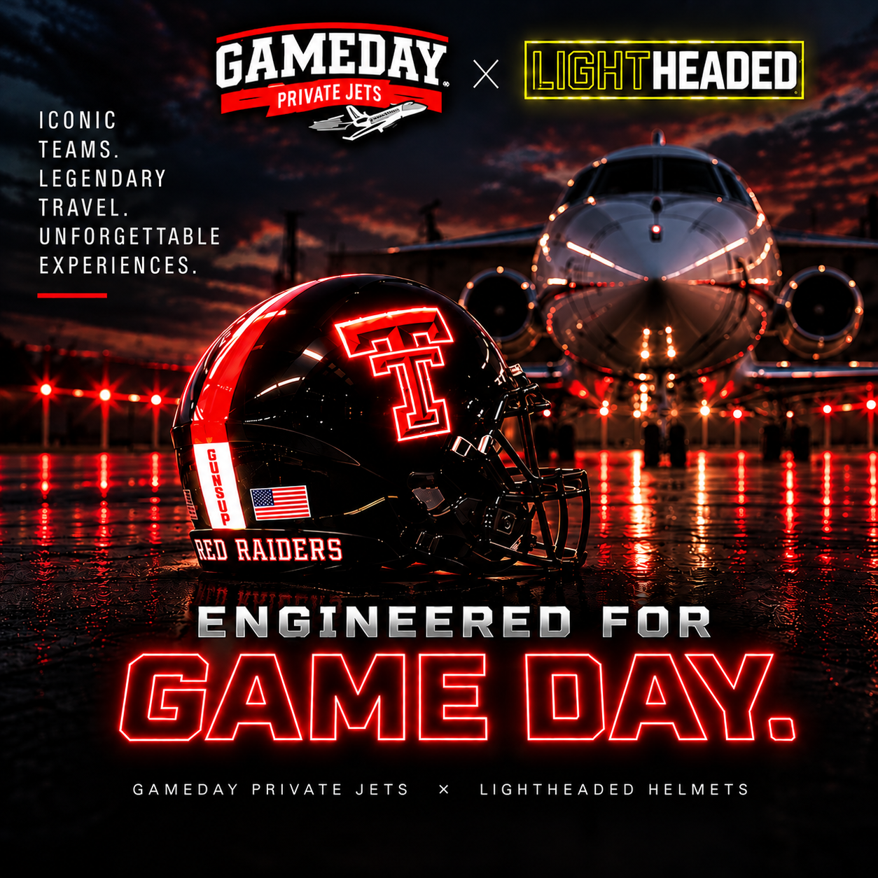 Texas Tech Game Day Private Jets × LightHeaded - Engineered For Game Day