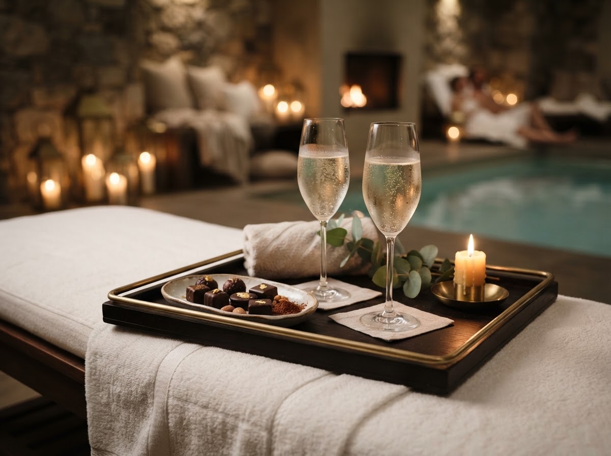 Chocolates plus a glass of wine or champagne