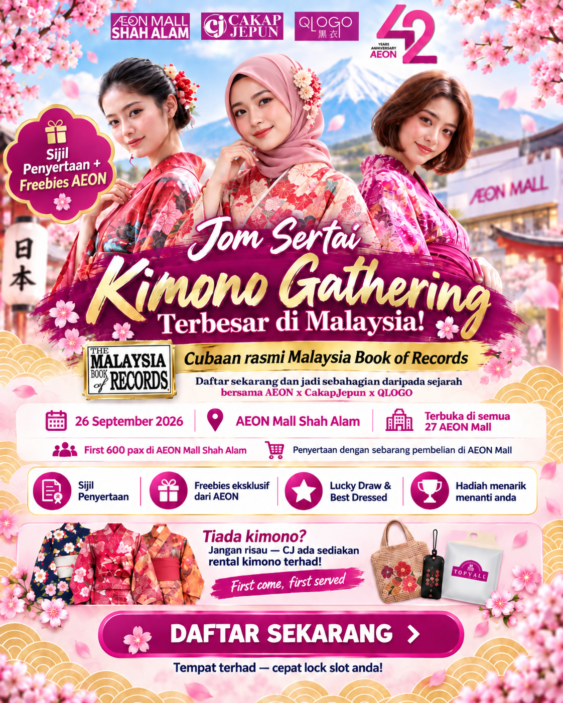 Largest Kimono Gathering Malaysia Poster - AEON x CakapJepun