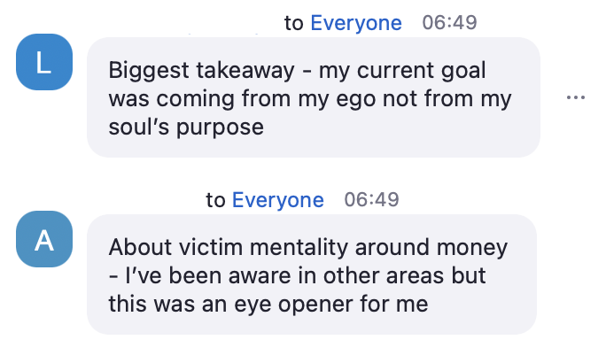 Chat feedback: My current goal was coming from my ego not from my soul's purpose