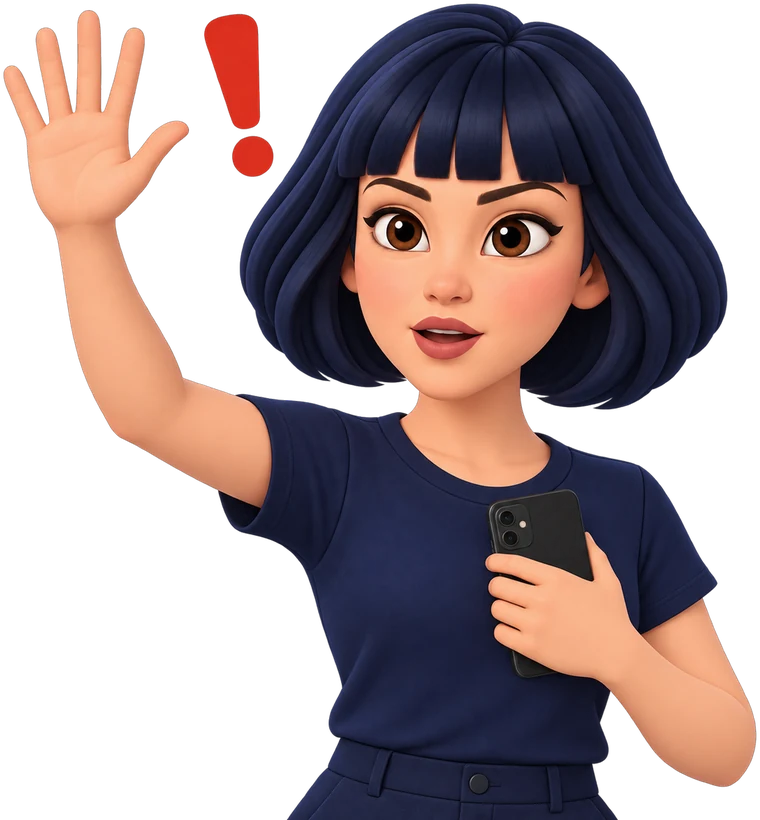 Ellie raising a hand to call a person over