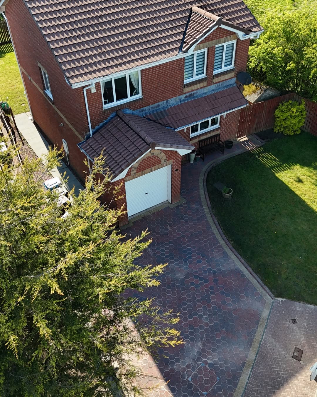 Patterned Driveway & Roof Clean