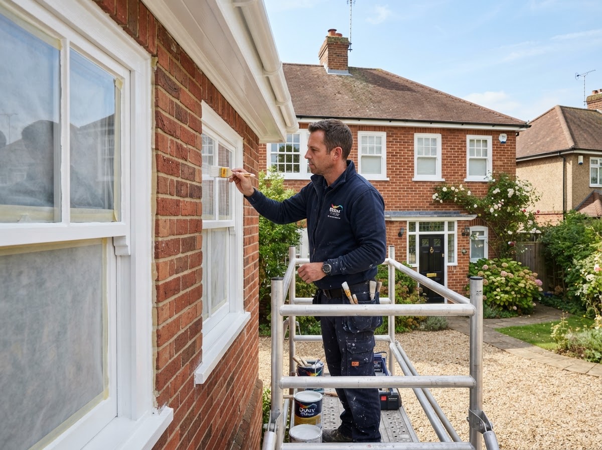 Exterior painting on a traditional British house