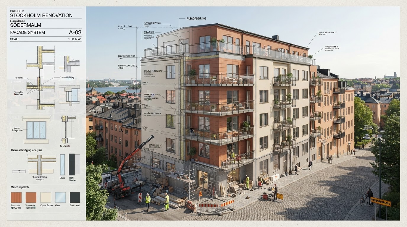 3D-ritning och visualisering av byggprojekt i Stockholm