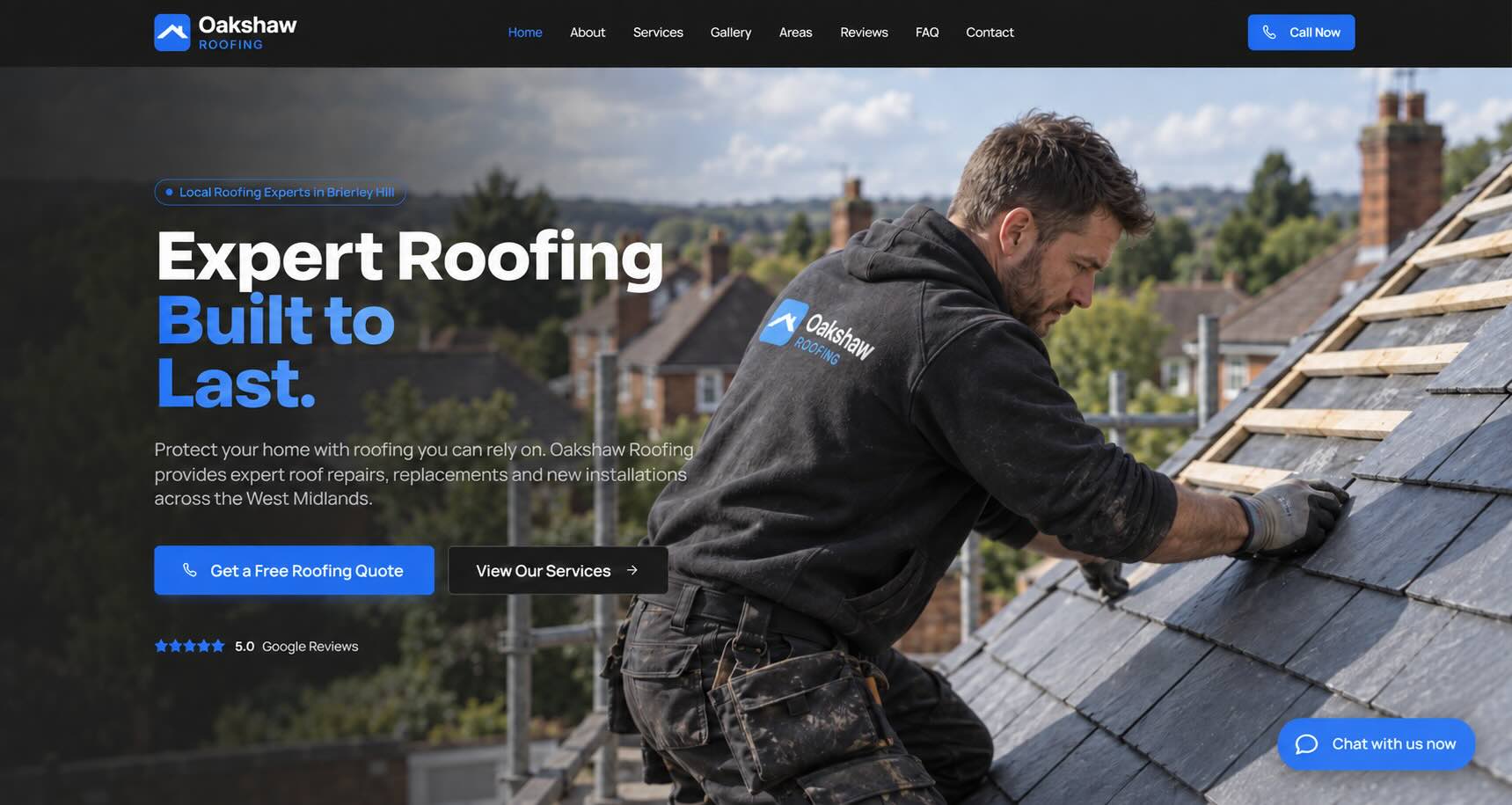 Preview of an AI-powered roofing website example (Oakshaw Roofing)
