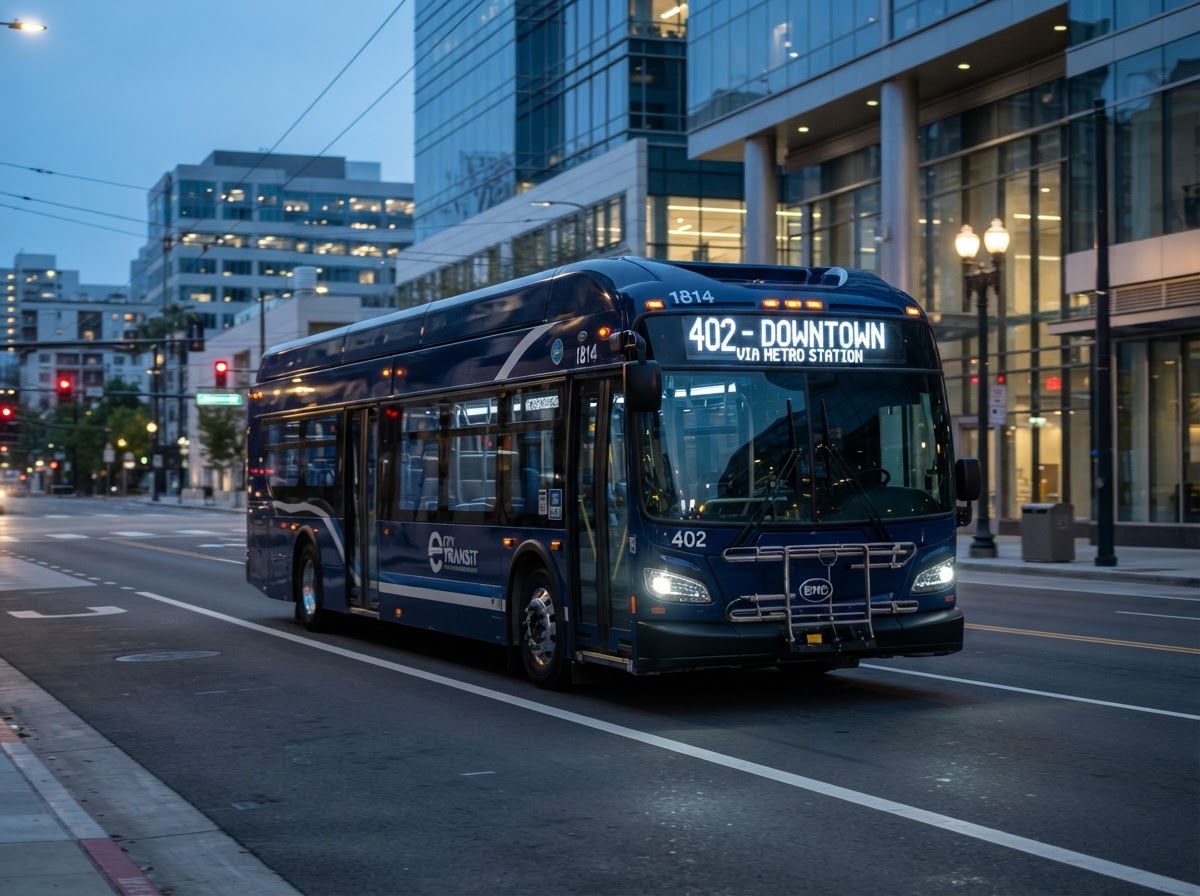 Autobús con cartel LED de información de transporte