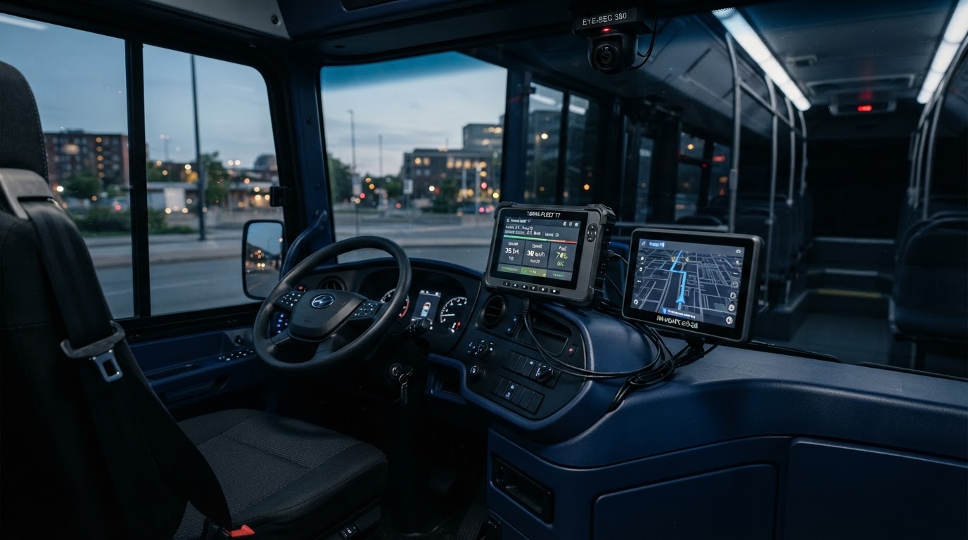 Composición de hardware para transporte: terminal embarcado, GPS y cámara en un vehículo