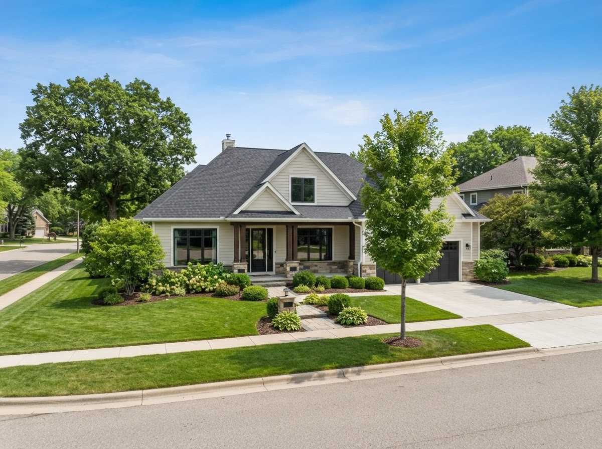 A clean, bright suburban Wisconsin home exterior