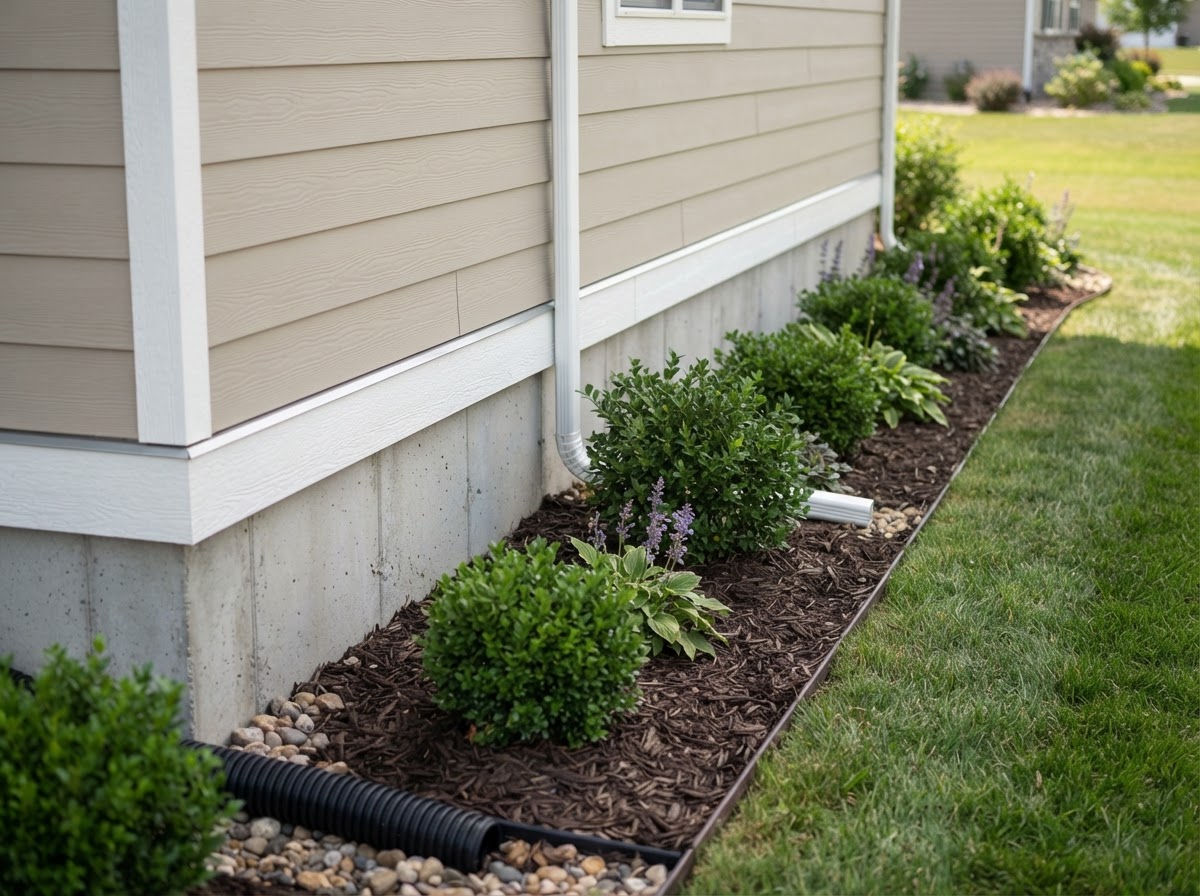 Close detail of a home's exterior foundation perimeter where pests may enter