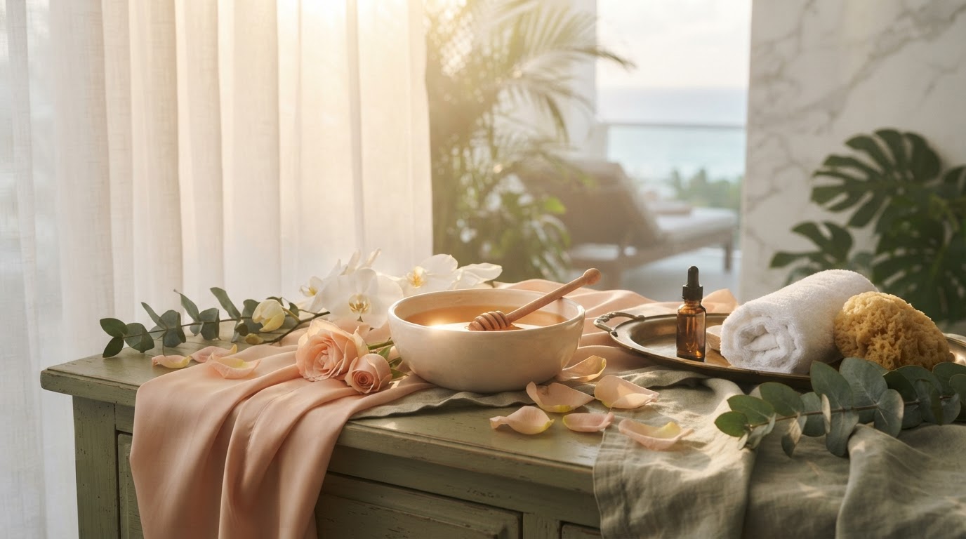 Luxury mobile spa treatment still life