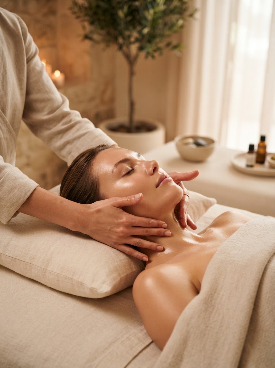 Gentle lymphatic drainage massage therapy session