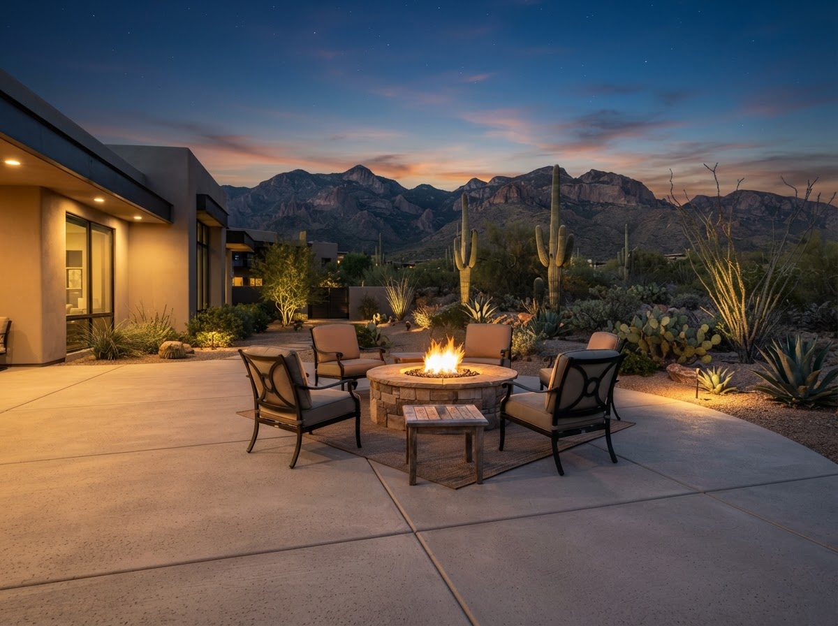 Concrete Patio installed by Catalina Foothills concrete contractors in Tucson, AZ