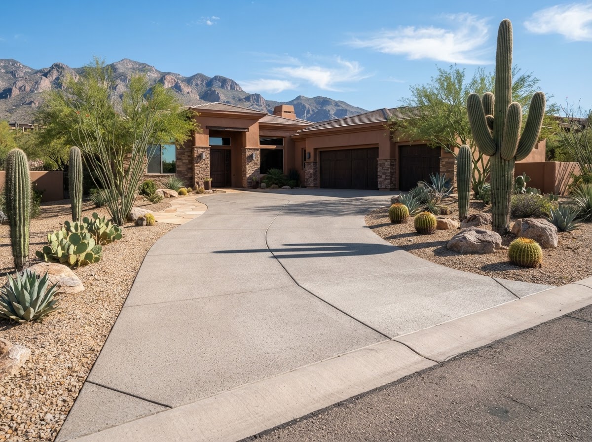 Concrete Driveway installed by Catalina Foothills concrete contractors in Tucson, AZ