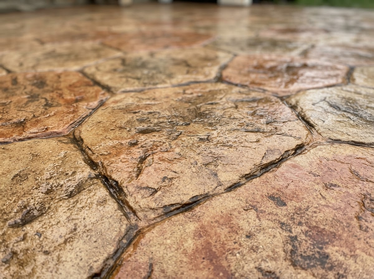 Stamped Concrete craftsmanship detail showing construction quality in Catalina Foothills, AZ