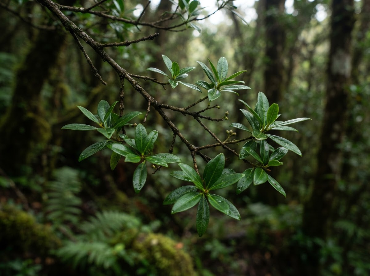 Native Hawaiian ʻiliahi (sandalwood) foliage on a branch