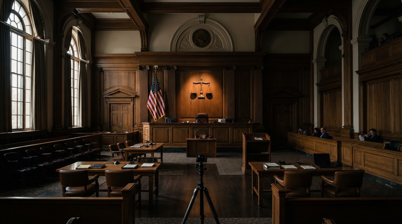 Courtroom where Law Firm Demo trial attorneys litigate personal injury cases
