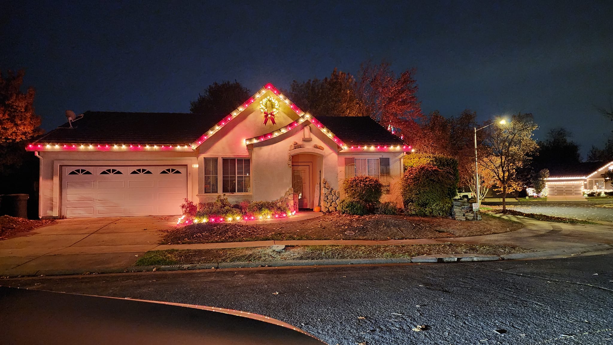 Candy cane Christmas lights display