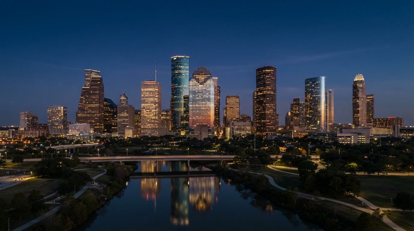 Houston skyline at blue hour