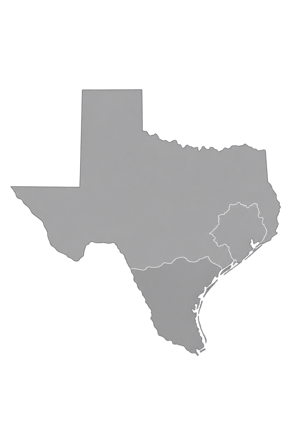Texas & Houston South Map Silhouette