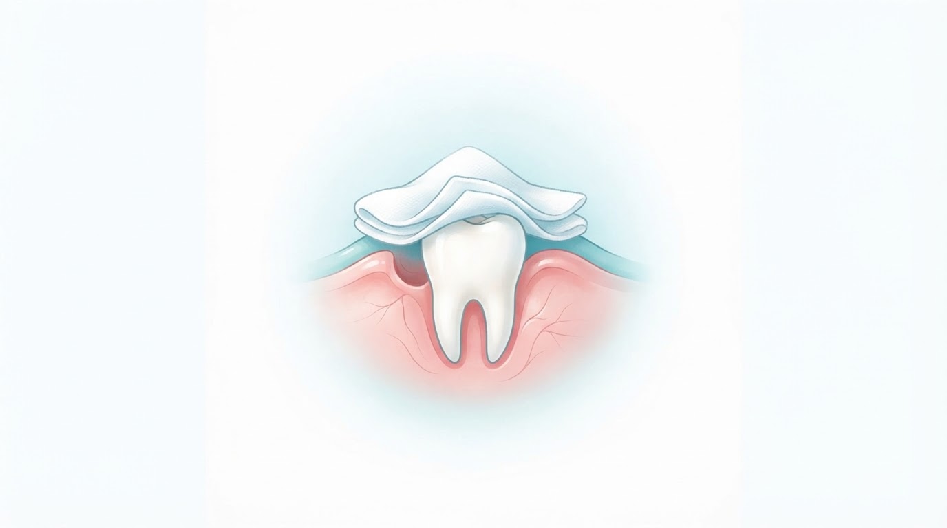 Recovery-oriented dental illustration representing care after a tooth extraction