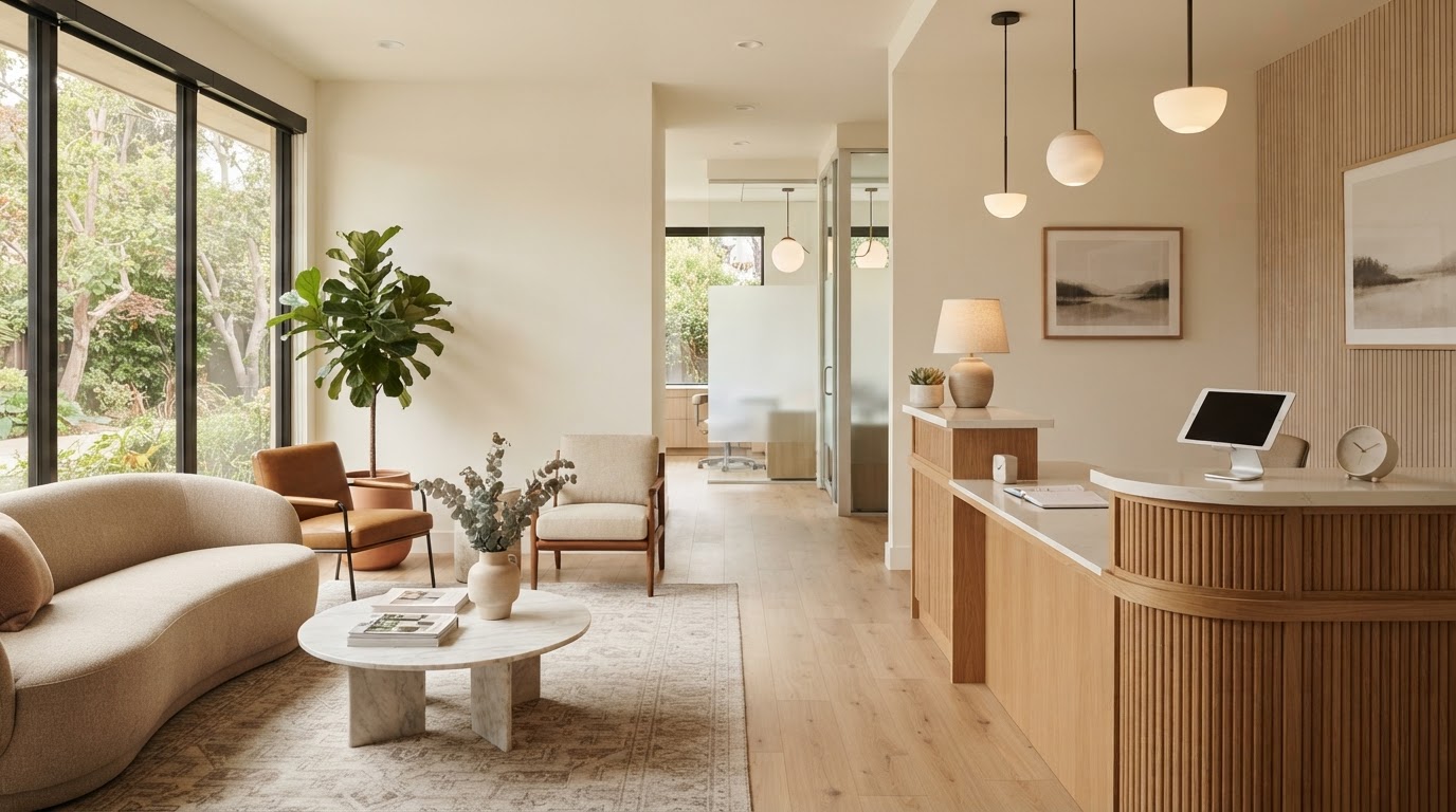 Welcoming dental office reception and consultation area in Southfield