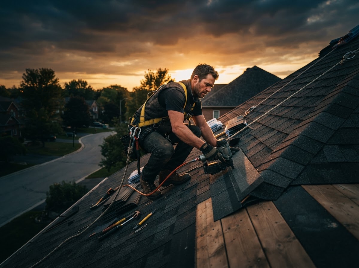 Roofers contractor at work