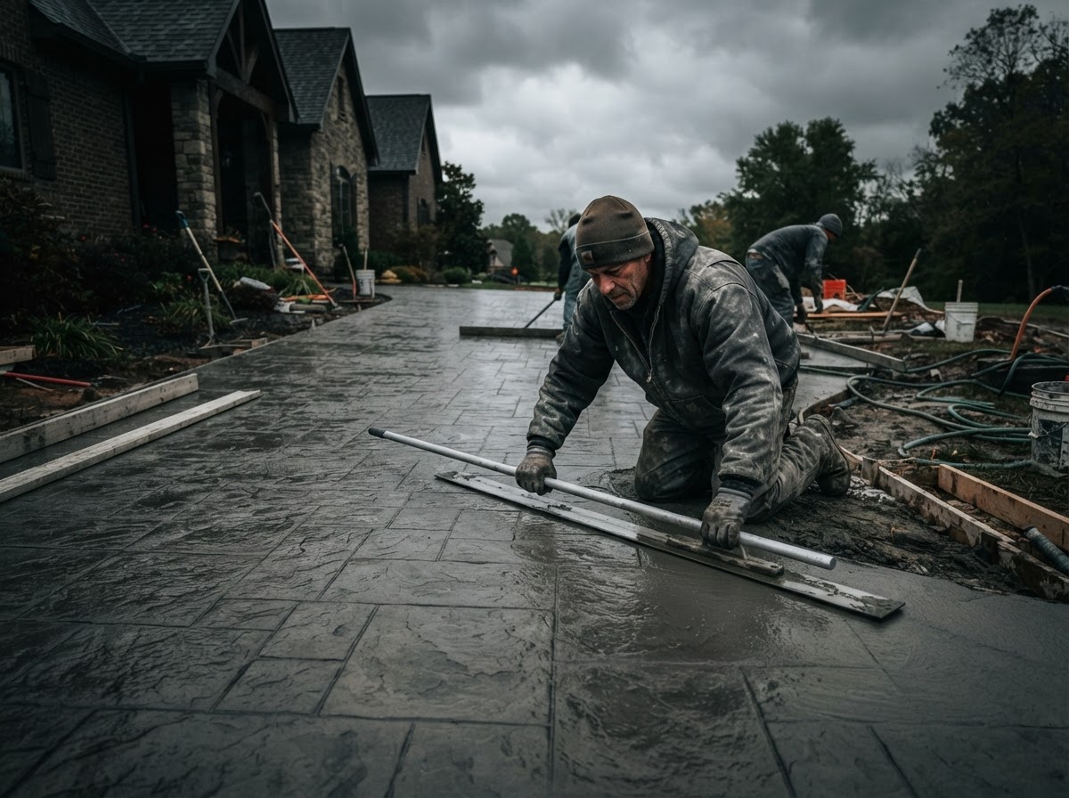 Concrete contractor at work