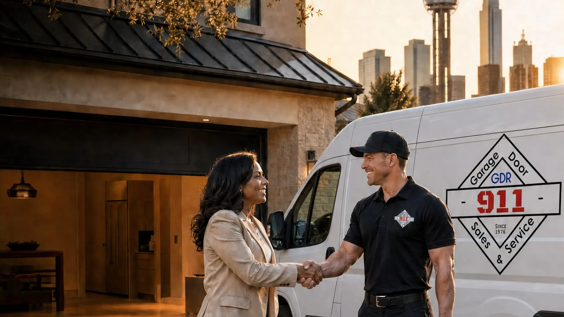 911 Garage Door Repair Pros technician repairing a garage door in Dallas–Fort Worth