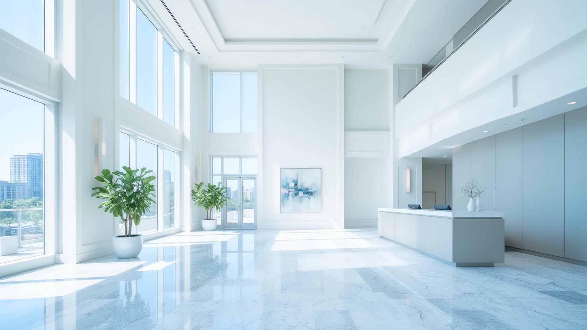 Pristine modern condominium lobby