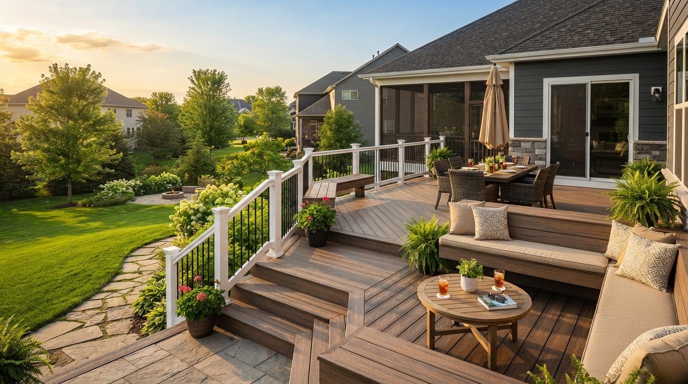 Custom composite deck built by Pj's Remodeling Service LLC in York, PA