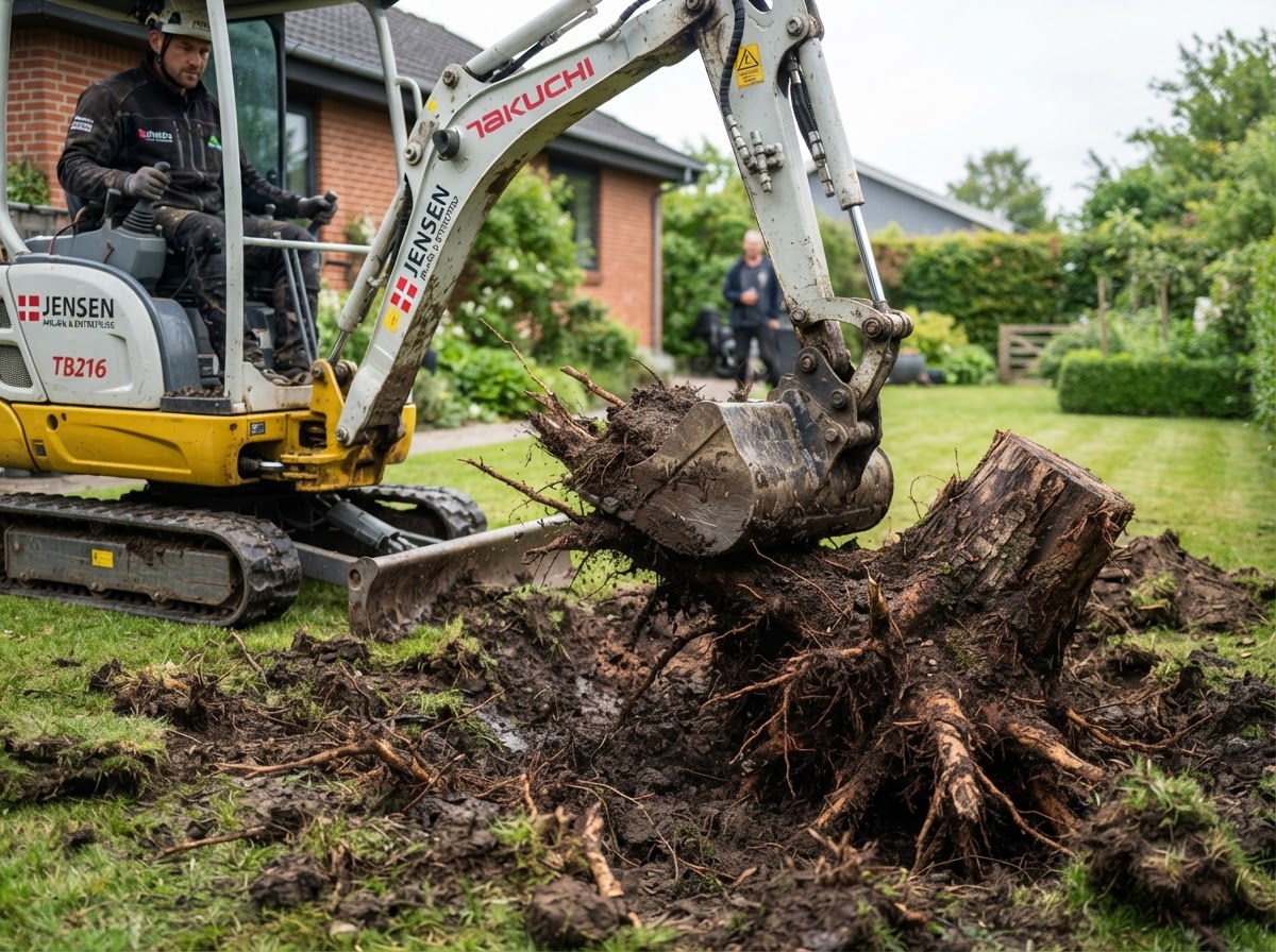 Fjernelse og opgravning af rødder og stubbe