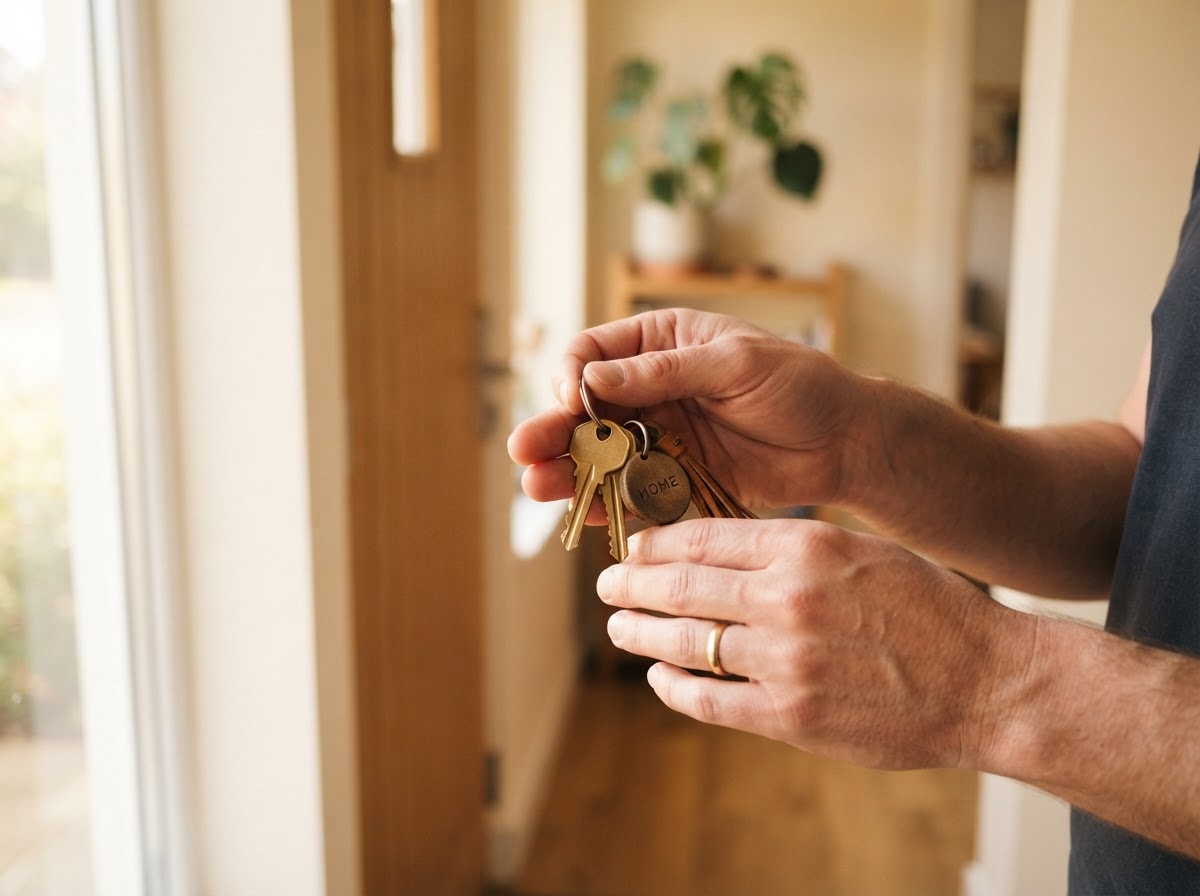 Hands holding a set of house keys