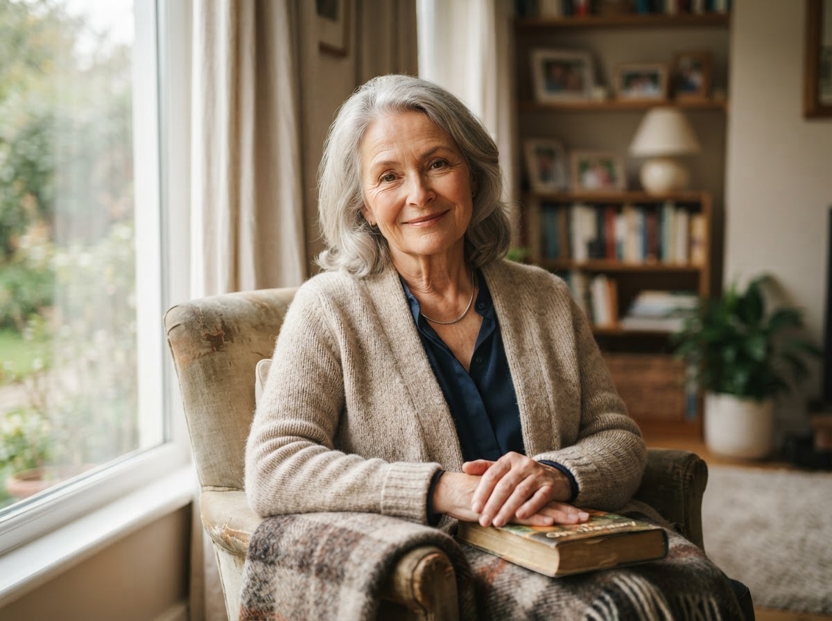 A serene older adult woman portrait