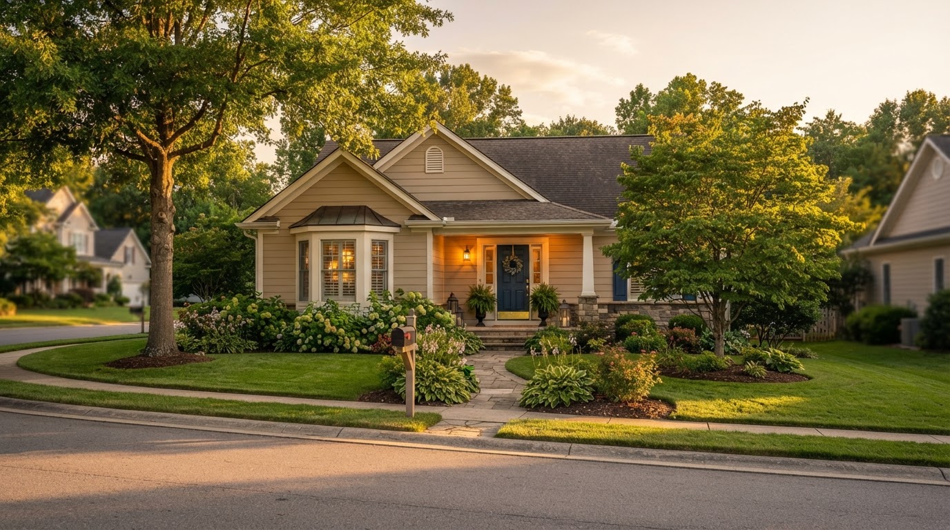 A welcoming Bridge Point Residences home at golden hour