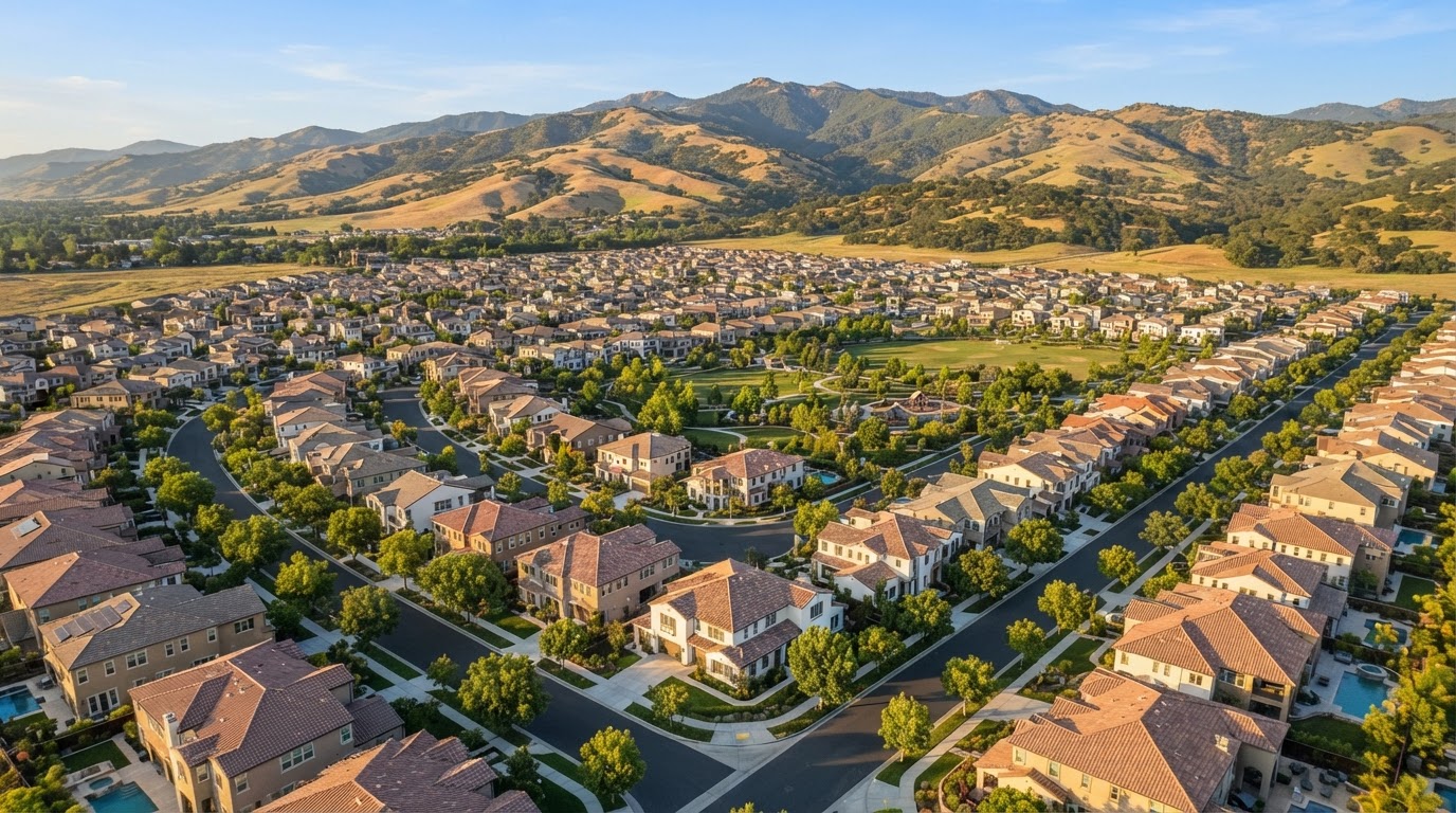 Master-planned residential neighborhood of new production homes in Lincoln, Placer County, California
