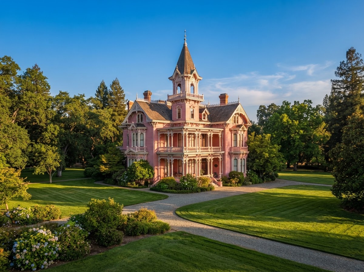 Bidwell Mansion historic Victorian landmark in Chico, Butte County, California