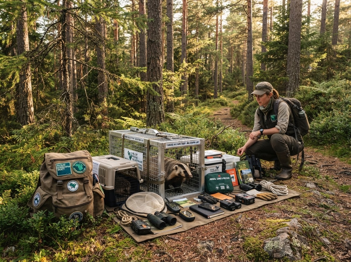 Humane conservation and protection equipment in natural surroundings