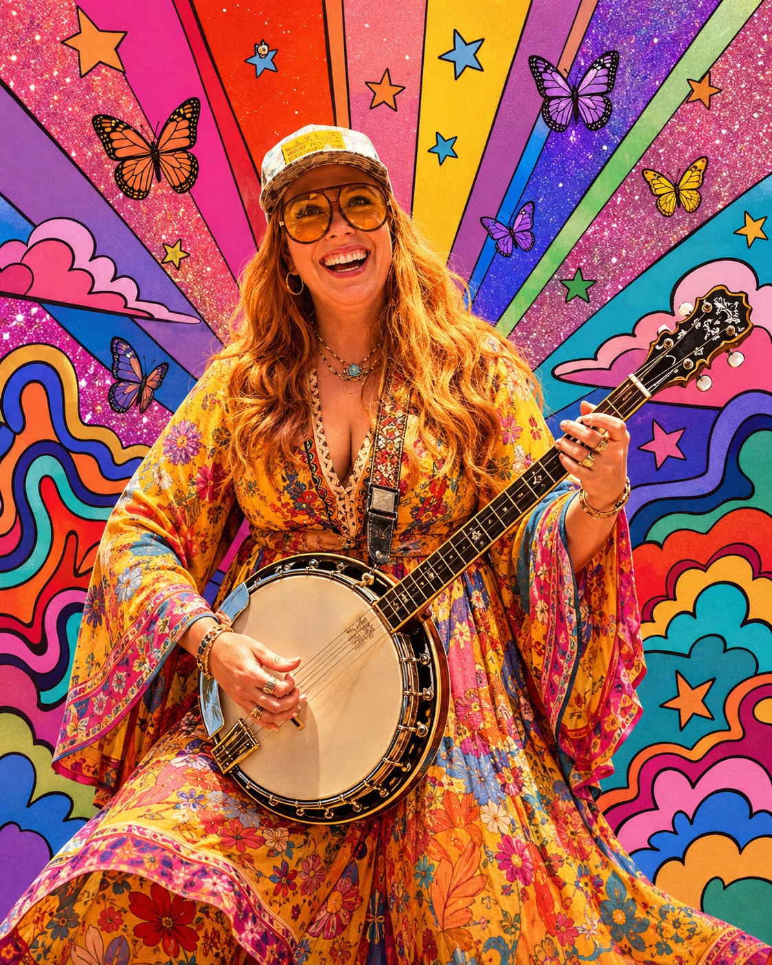 Chelsea Citrin, founder of HappyMail, holding her banjo
