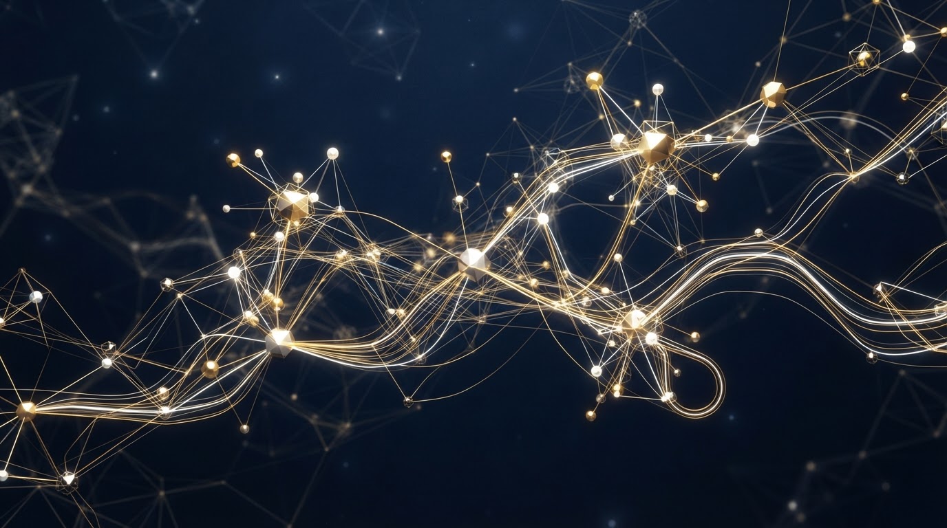 Abstract network of connected business nodes