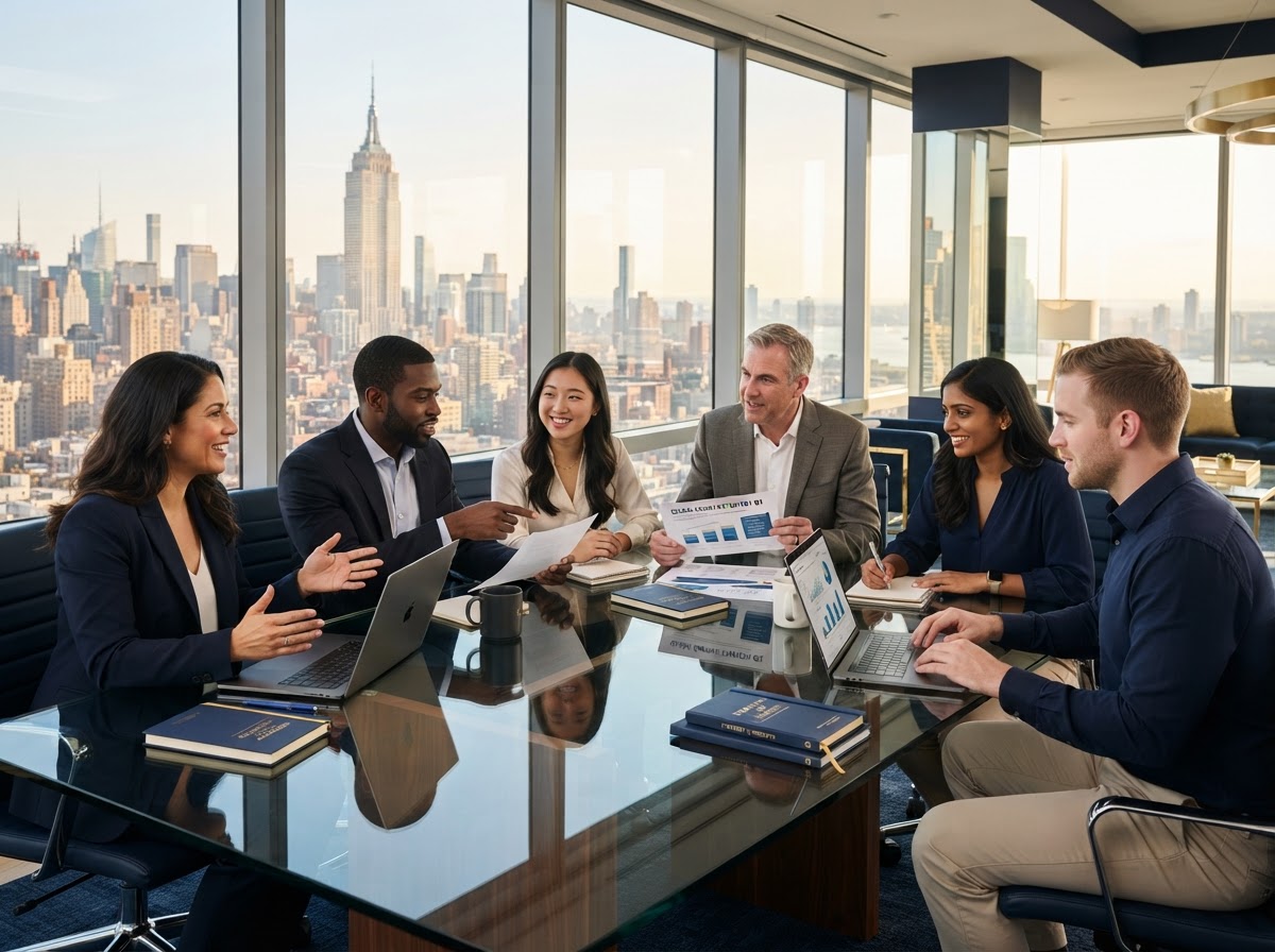JMC consulting team collaborating in a New York office
