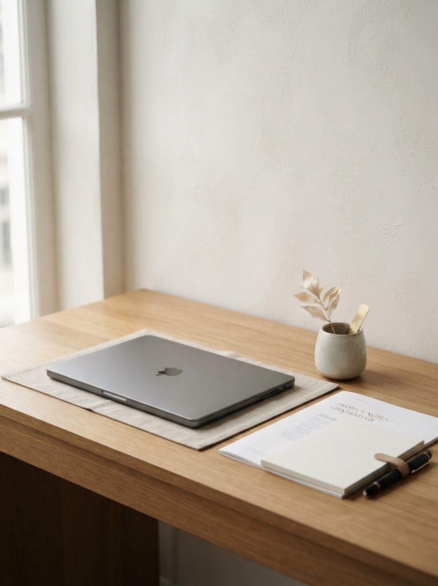 A clean, minimal desk — onboarding is this easy