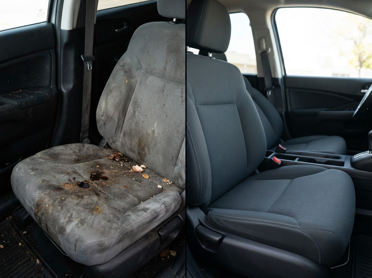 Before and after KlenCars Stain Removal