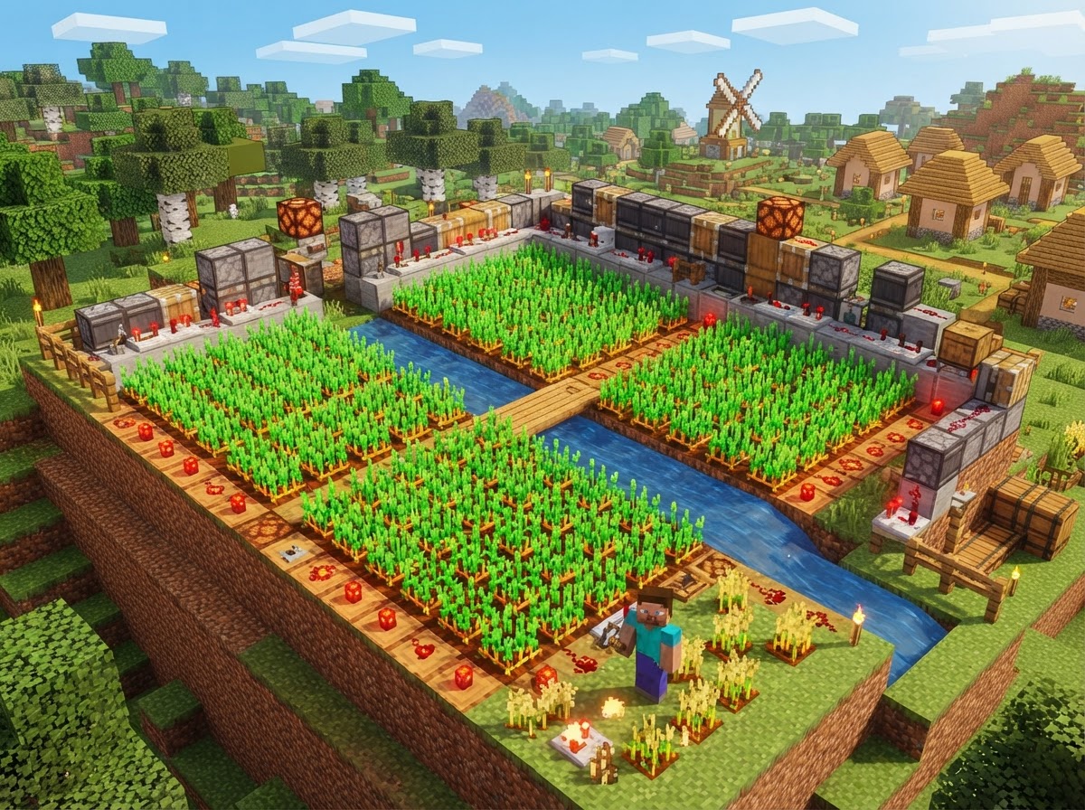 Redstone Farm — step 3: Light it up & plant seeds